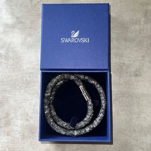 AUTH Swarovski Double Bracelet Gunmetal Grey